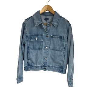 Democracy Denim Jean Jacket Medium 100% Cotton Blue Cropped Classic